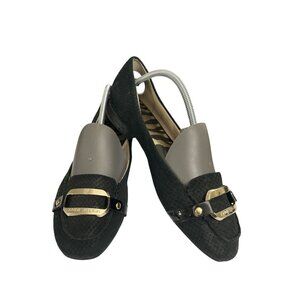 Anne Klein aktalin Women's size 8.5M Black Snake-Embossed Leather Loafers shoes